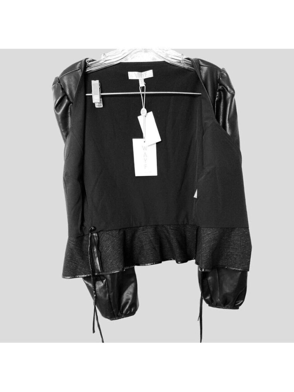 WAYF Women’s Y2K‎ Faux Leather Wrap Top Moto Wester Sz. Small Black Long Sleeve - Picture 8 of 9